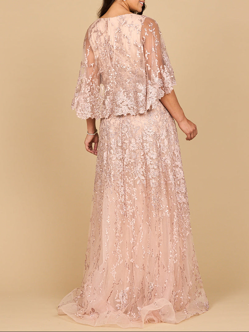 Lara 28881 - Cape Sleeve Mother's Gown